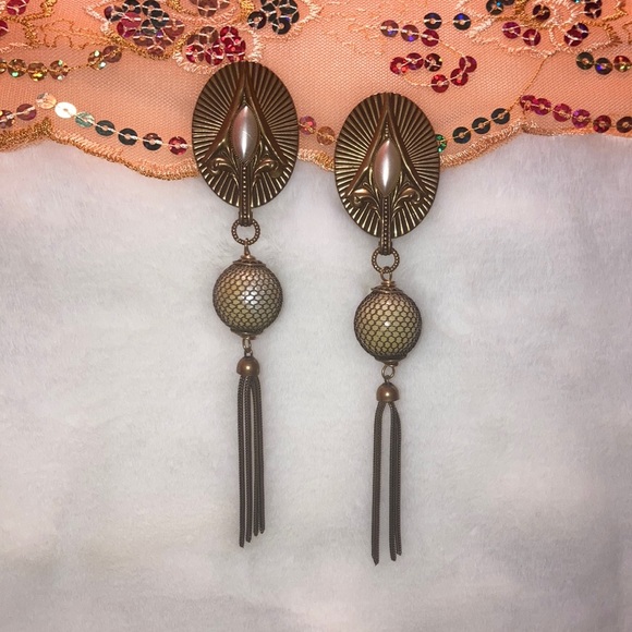 Vintage Clip On Statement Earrings 60s - Picture 3 of 5